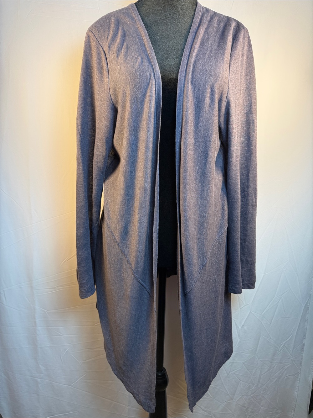 Artisan Ny Long Open-Front Cardigan in Dusty Gray